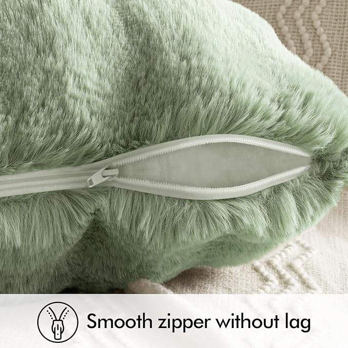 MIULEE Pack of 2 Decorative Pillow Covers Thick Soft Plush Faux Fur Lumbar Throw Pillows Luxury Home Decor for Couch Bedroom Living Room Sofa,12x20 Inch Sage Green