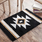 Bathroom Rugs Boho Black Bath Mat Non Slip Soft Absorbent Machine Washable Bath Rug Luxury Plush Floor Mat for Bathroom Shower 20x32