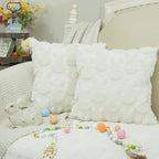 GEEORY Easter Bunny Soft Plush Pillow Covers, 18 x 18 Inch Set of 2, Fluffy Faux Fur Wool Decorative Farmhouse Cushion Case for Sofa Home Decoration Cream GC013-18