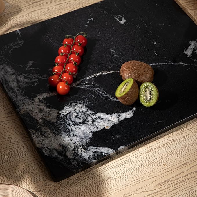 Natural Black Marble Pastry and Cutting Board, 12x20x0.7 Inch, Heavy for Dough Chocolate, Pack of 1