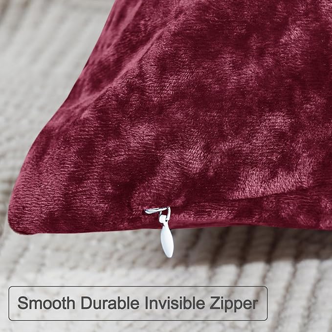 PHF Truly Velvet Throw Pillow Covers, 24"x24", No Insert, 2 Pack Color Gradient Cushion Covers, Ultra Soft Cozy Square Covers Shell for Home Decorative, No Shedding, No Pilling, Wine Red