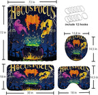 4 Pcs Halloween Shower Curtain Set, with Non-Slip Rugs,Toilet Lid Cover and Bath Mat, Hocus Pocus Decor for Bathroom, Halloween Party Gifts Supplies