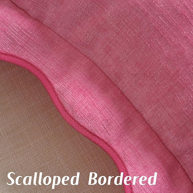 HAUSSY Scalloped Pillow Covers 12x20 Set of 2,Decorative Lumbar Throw Pillows Cute Aesthetic Preppy Cushion Covers for Couch Bed Living Room,Hot Pink