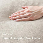 MIULEE Christmas Decorative Throw Pillow Covers Neutral Linen Fringe Throw Pillows Euro Shams Set of 2 Natural Beige Boho Farmhouse Cushion Covers for Couch Sofa Bed Living Room Home Decor 22x22 Inch