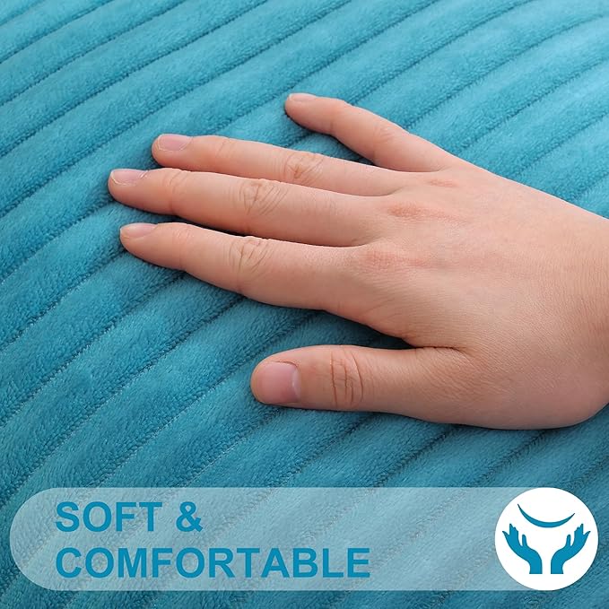 Simmore Decorative Throw Pillow Covers 22x22 Set of 2, Soft Natural Plush Flannel Double-Sided Fluffy Couch Pillow Covers for Sofa Living Room, Teal
