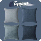 Topfinel Decorative Throw Pillow Covers Dusty Blue Navy Series 18x18 Inch Set of 4,Summer Corduroy Striped Toss Pillows for Couch,Patio,Balcony,Children Bedroom,Modern Fluffy Blue Gradient Shams