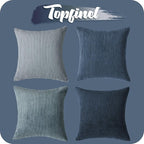 Topfinel Decorative Throw Pillow Covers Dark Blue Navy Series,Summer Corduroy Striped Toss Pillows for Couch,Patio,Balcony,Children Bedroom,Modern Fluffy Green Gradient Shams 20x20 Inch Set of 4