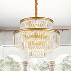 21.6" 14-Light Modern Crystal Chandelier Light Fixtures 4-Tier Gold Luxury Chandeliers for Dining Room Round Hanging Pendant Lighting for Living Room Kitchen Entryway Bedroom Foyer Hallway