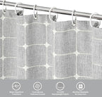 MitoVilla Grey Boho Small Stall Shower Curtain Set 36 x 72, Half Size Narrow Polyester Linen Fabric Shower Curtains for Farmhouse Bathroom Decor, Light Grey
