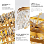 7-Tiers 22 Lights Gold Crystal Chandelier Luxury 35.46" Modern Contemporary Crystal Pendant Ceiling Lighting Crystals Light Fixture for Living Room Hotel Lobby Restaurant Foyer High Ceiling