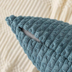 Kevin Textile Throw Pillow Covers Soft Corduroy Decorative Set of 2 Boho Striped Pillow Covers Pillowcases Farmhouse Home Decor for Couch Bed Sofa Living Room 16x16 Inch Blue Grey