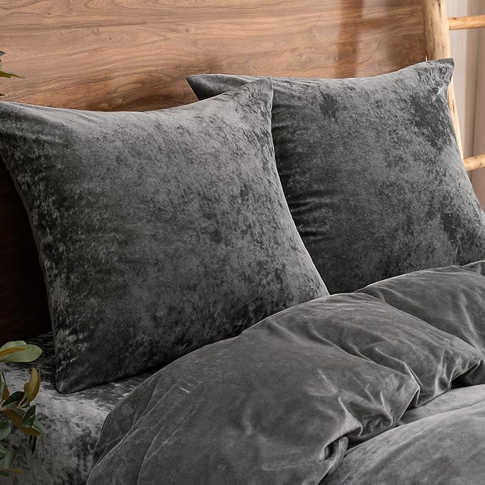 PHF Truly Velvet Euro Sham, 26"x 26",No Insert, 2 Pack Color Gradient Euro Throw Pillow Covers, Ultra Soft Cozy Pillow Covers for Home Decorative, No Shedding, No Pilling, Charcoral/Dark Grey