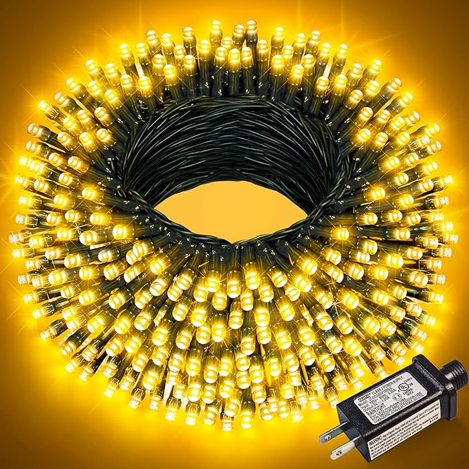66FT 200 LED Christmas Lights Outdoor, Warm White String Lights for Outside with 8 Modes Waterproof, Connectable Twinkle Tree Light Green Wire for Indoor Patio Wedding Party Decorations