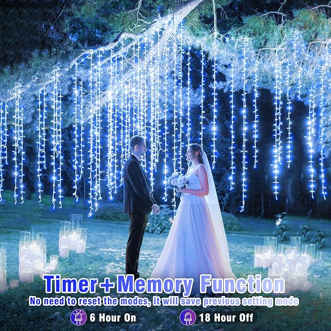 100 LED Christmas Lights Outdoor, 33ft Christmas String Lights for Bedroom 8 Modes Waterproof Plug in Twinkle Fairy Light for Indoor Outside Bedroom Home Party Decoration, Blue&White