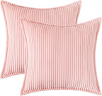 Mecatny Corduroy Throw Pillow Covers 20x20 Set of 2, Neutral Decorative Soft Boho Couch Pillow Covers with Broadside for Sofa Living Room, Pink