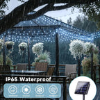 4 Pack 180FT Solar Christmas Lights Outdoor Waterproof, Super Bright 320 LED Solar String Lights with 8 Lighting Modes, Green Wire Twinkle Tree Light for Outside Xmas Party Decorations (Cool White)