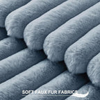 Pallene Faux Fur Plush Throw Pillow Covers 16x16 Set of 2, Luxury Soft Fluffy Striped Decorative Pillow Covers for Sofa, Couch, Living Room, Blue Grey