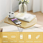 ROTTOGOON Floor Lamp with Table, End Table Lamp with Remote Control and Charging Station(USB & Type-C & AC Port), 4 Color Temperatures, Floor Lamps for Living Room, Bedroom and Home Office,White