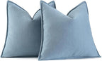 MIULEE Pack of 2 Light Blue Decorative Pillow Covers 22x22 Inch Soft Chenille Luxurious Couch Throw Pillows Farmhouse Cushion Covers Euro Shams with Elegant Design for Sofa Bed Living Room Home Decor