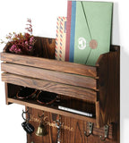Key Holder, Wall Mounted Mail Organizer, Keys Holder on Wall with 9 Key Hooks, Umber