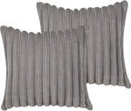 16x16 Throw Pillow Covers Set of 2, Decorative Faux Fur Covers for Bed, Couch Soft Fluffy Pillow Cover with Velvet Back for Living Room, Neutral Home Décor Accent for Sofa - Dark Gray