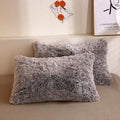 XeGe Faux Fur Throw Pillow Cases, Plush Shaggy Ultra Soft Pillow Covers, Fluffy Crystal Velvet Decorative Pillowcases, Furry Fuzzy Pillow Shams Zipper Closure, Set of 2 (Standard, Chocolate Ombre)