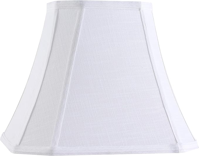 GO&SO 14 Inch White Linen Square Cut Corner Lamp Shade for Floor Lamps,Table Nightstand Lamp for Living Room, 8x14x11"(Spider) Lampshade Replacement,Transitional Easy Assembly Required (1 Pack)