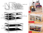 Cq acrylic 3 Pack Clear Skincare Organizer for Vanity, Stackable 7 Drawers Make Up Organizer,Cute Cosmetic Organizer for Vanity Jewelry,Hair Clip,Beauty,Skincare Product Dresser Acrylic Desk Organizer