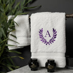 Decorative and Monogrammed Hand Towels for Bathroom Kitchen Makeup | Personalized Gift for Wedding-Bridal | Roman Font Custom Luxury Turkish Towel | Spa Collection, Oversized, 16 X 30 Inch, Set of 2