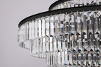 31" Black Crystal Chandelier, Modern 6-Tier Ceiling Light with Clear Crystal Prisms, Luxury Pendant Lighting for Dining Room Entryway