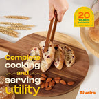 Riveira Premium Brown Bamboo Wooden Spoons for Cooking Set of 9 – Premium Brown Bamboo Wooden Cooking Utensils, Wooden Spatula, Wooden Spoon - Premium Quality Wooden Utensil Set for Non-Toxic Cooking