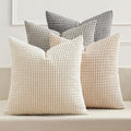 MIULEE Boho Farmhouse Decorative Pillow Covers 20x20 Inch Set of 4 Rustic Modern Home Decor Couch Throw Pillows Corduroy Pillowcases for Sofa Living Room Bed Neutral