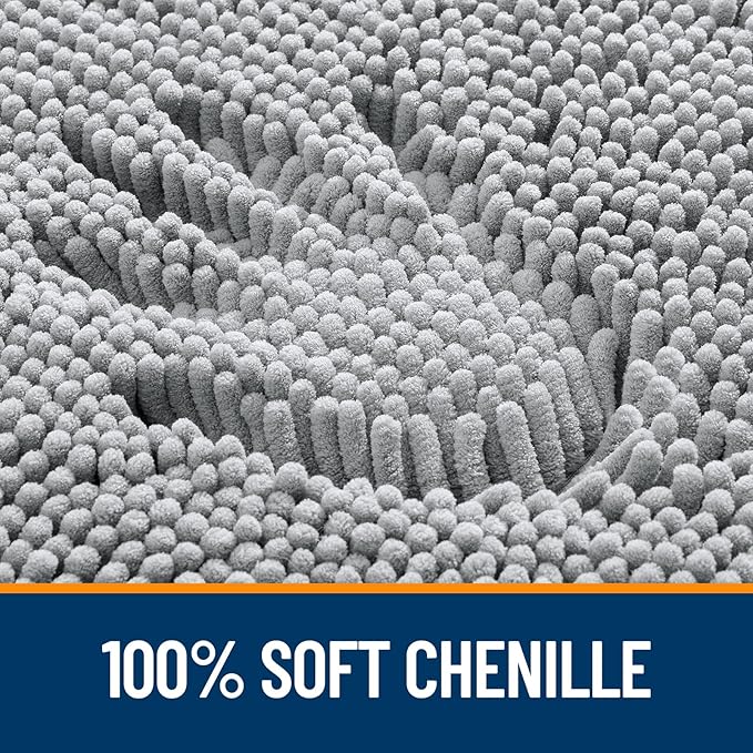 OLANLY Bathroom Rugs 40x24, Extra Soft Absorbent Chenille Bath Rugs, Rubber Backing Quick Dry, Machine Washable Bath Mats for Bathroom Floor, Tub and Shower, Home Decor Accessories, Light Grey