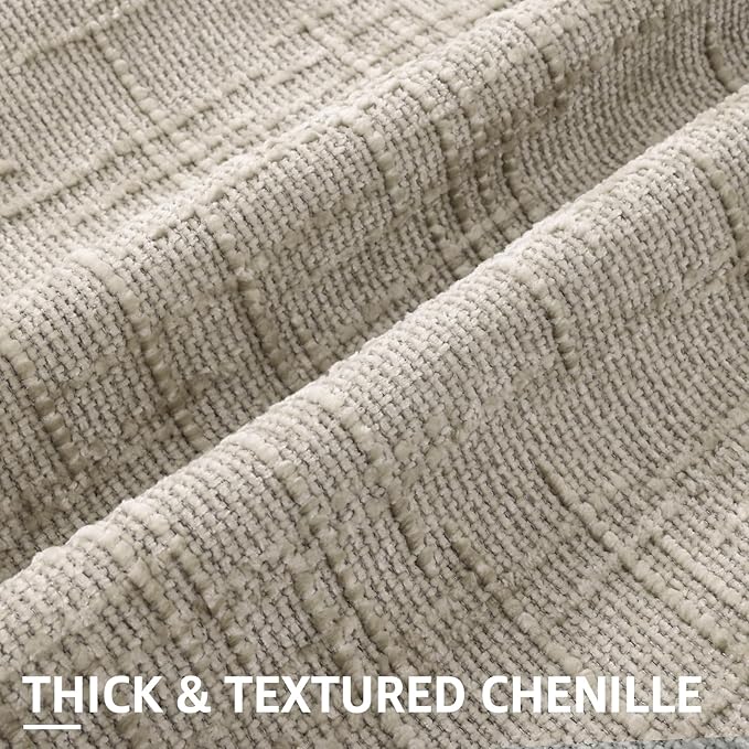 decorUhome Light Brown Chenille Throw Pillow Covers 26x26 Set of 2 Thick Textured Slubby Couch Pillow Covers Farmhouse Accent Modern Neutral Decorative Pillow Cases for Bed Sofa Living Room