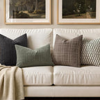MIULEE Decorative Linen Check Lumar Throw Pillow Covers Neutral Farmhouse Vintage Pillow Covers 12x20 Set of 2 Boho Modern Home Decor for Sofa Couch Bedroom Cushion Olive Green