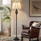 Luvkczc Vintage Floor Lamp with Cutout Design & Glowing Light - Resin Elegant Standing Lamp for Living Room, Bedroom, Office (Includes Bulb)