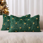 MIULEE Christmas Pillow Covers 12x20 Inch Set of 2, Dark Green Christmas Tree Plush Faux Fur Pillowcases Soft Decorative Throw Pillow Cases for Couch Sofa Living Room Winter Xmas Holiday Home Decor
