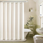 Cream 96 Inch Shower Curtain Linen Extra Long Shower Curtains for Bathroom Boho Farmhouse Natural Ivory Water Repellent Extra Tall Drapes 72x96 Inches Long with Hooks 8 Ft