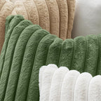 MIULEE Faux Fur Decorative Throw Pillow Covers 18x18 Inch Set of 2, Modern Spring Home Decor Soft Plush Couch Pillows Cozy Fluffy Cushion Covers for Sofa Bed Moss Green