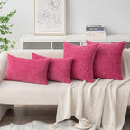 MIULEE Pack of 2 Couch Throw Pillow Covers 20x20 Inch Soft Hot Pink Chenille Pillow Covers for Sofa Living Room Solid Dyed Pillow Cases