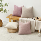 MIULEE Pack of 4 Couch Throw Pillow Covers 16x16 Inch Neutral Pink Cute Decorative Chenille Pillow Covers Farmhouse Boho Accent Cushion Covers for Coquette Room Decor Spring Sofa Bedroom Living Room