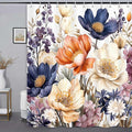 Boho Floral Shower Curtain, Elegant Flower Shower Curtains for Bathroom, Modern Colorful Chic Bathroom Decor Washable Durable Fabric Set with Hooks 72x72 Inch