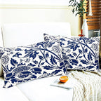 Decorative Throw Pillow Covers Set of 2 Blue Pillow Covers 12x20 inch Short Plush Square Pillows Cover Floral Throw Pillows,Farmhouse Outdoor Pillow Covers for Couch Sofa Bed Living Room