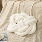 17.7in Knot Pillow Ball, Soft Velvet Decorative Throw Pillow for Couch Sofa, Decor Knotted Square Floor Pillow Cushions for Living Room (White)