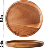 Wooden Acacia Plates of 4, 6Inch Round Wood Plates Acacia Wooden charcuterie boards Serving Tray for Dishes Snack Dessert