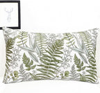 Decorative Throw Pillow Covers Set of 2 Olive Green Leaves Pillow Covers 12x20 inch Soft Short Plush Square Floral Throw Pillows,Farmhouse Outdoor Pillow Covers for Couch Bed Living Room