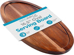 BIRDROCK HOME Acacia Wooden Cheese Serving Board with Handle - Charcuterie, Appetizers, Kitchen Platter, Grazing Board, Pizza, Meat, Bread, Cutting, Party, Food Display Tray - Espresso, 16.5", Oval
