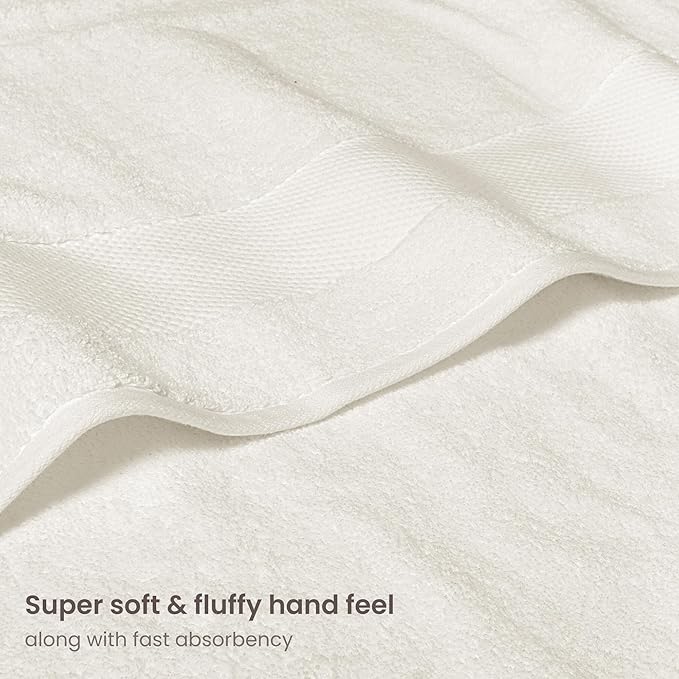 BIOWEAVES 100% Organic Cotton 700 GSM Plush Bath Towels 30" x 58" GOTS Certified - Ivory, Pack of 2