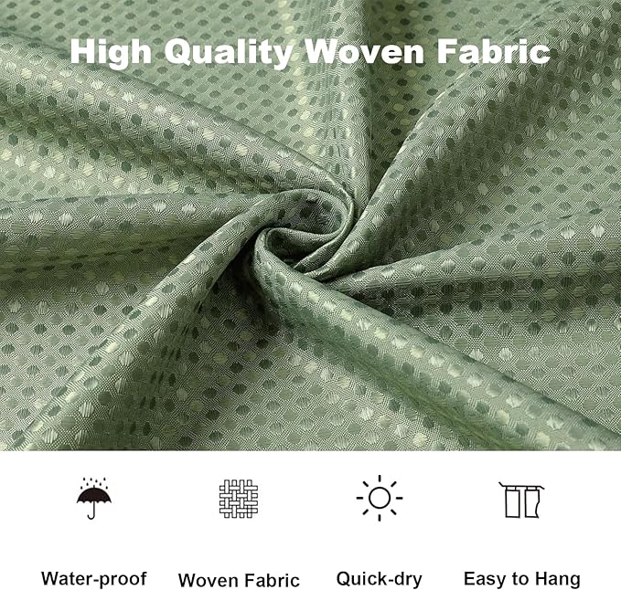Boho Shower Curtain Set, Waterproof Fabric Shower Curtains, Luxury Hotel Style, Waffle Texture, Heavy Duty, Extra Long Bath Curtain, No Hook, Bathroom Decor, 72x36 Inch, SageGreen