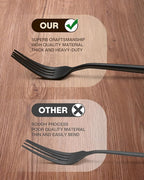 Stapava 60-Piece Matte Black Silverware Set, Stainless Steel Flatware Set for 12, Satin Finish Tableware Cutlery Utensils Set, Include Forks Spoons and Knives Set for Home Restaurant, Dishwasher Safe